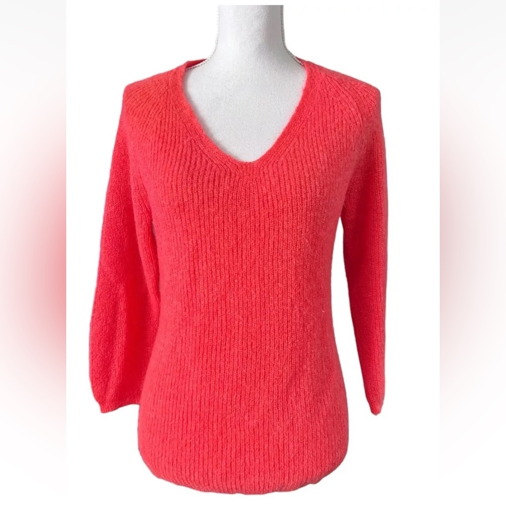 Gerard Darel Paris  Women Orange V-Neck  Sweater Top Size 1 (S) 3/4 Sleeve